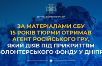 Отримав 15 років тюрми ворожий агент, який діяв під прикриттям волонтерського фонду в Дніпрі