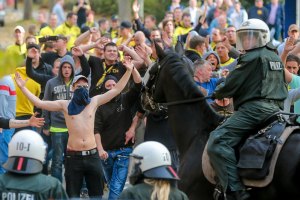 Матч Бундеслиги завершился массовым арестом фанатов