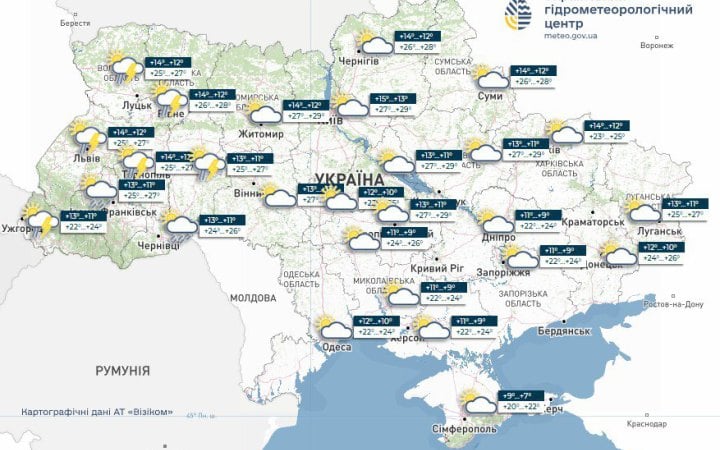 В четвер в Україні очікується 30° тепла, на заході можливі дощі та грози