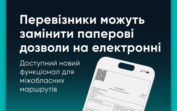 Мінрозвитку: для перевізників міжобласних маршрутів відтепер доступні електронні дозволи