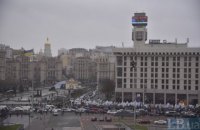 В Киеве на Крещатике из-за митингующих снова перекрывали движение