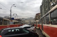 В Киеве из-за ДТП образовалась пробка из 21 трамвая 