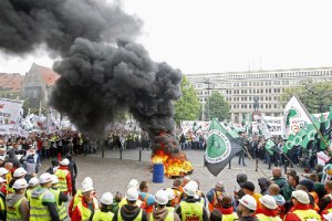 В польском Катовице протестовали шахтеры
