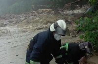 Селевый поток в Карпатах заблокировал проезд по дороге Львов - Мукачево