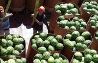 В Киевскую область прибыла баржа с херсонскими арбузами 