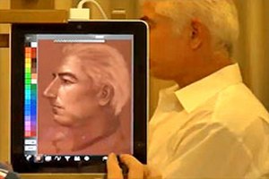 Японец пишет полноценные портреты одним пальцем на iPod и iPad