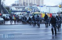 ГАИ перекрыло движение автомобилей на ул. Крещатик в связи с началом митинга