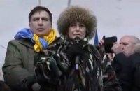 На митинге Саакашвили выступила евродепутат, выступавшая против ассоциации Украина-ЕС
