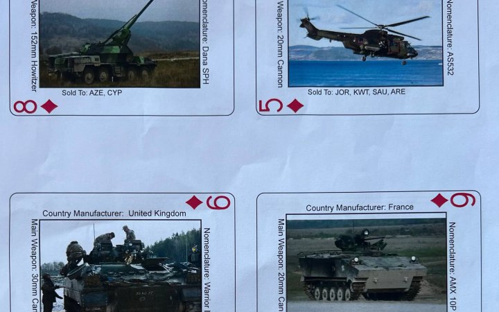 Армія США створила колоду карт із усім озброєнням, наданим союзниками. Вона має допомоги відрізняти свою техніку від ворога