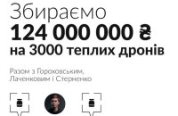 Стерненко, Лачен і monobank оголосили збір на дрони з тепловізорами. Насамперед їх поставлять захисникам Харкова
