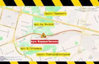Рух транспорту на Борщагівській у Києві обмежили на пів року