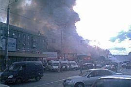 В центре Днепропетровска горит крупный вещевой рынок