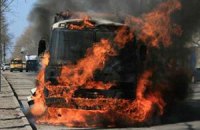 На трассе "Киев-Чоп" горел пассажирский автобус