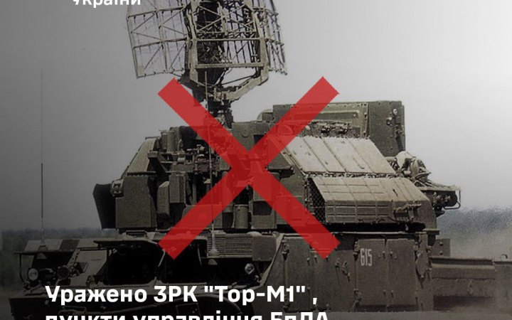 Сили оборони України уразили ЗРК "Тор-М1", пункти управління БпЛА та інші військові об’єкти противника