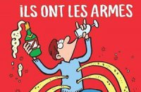 Charlie Hebdo изобразил на новой обложке расстрелянного парижанина, пьющего шампанское