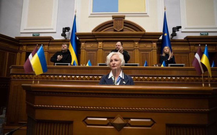 Спікерка парламенту Латвії виступила у Верховній Раді і запевнила у продовженні військової підтримки України