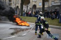 На акции киевских таксистов против Uber подожгли шины