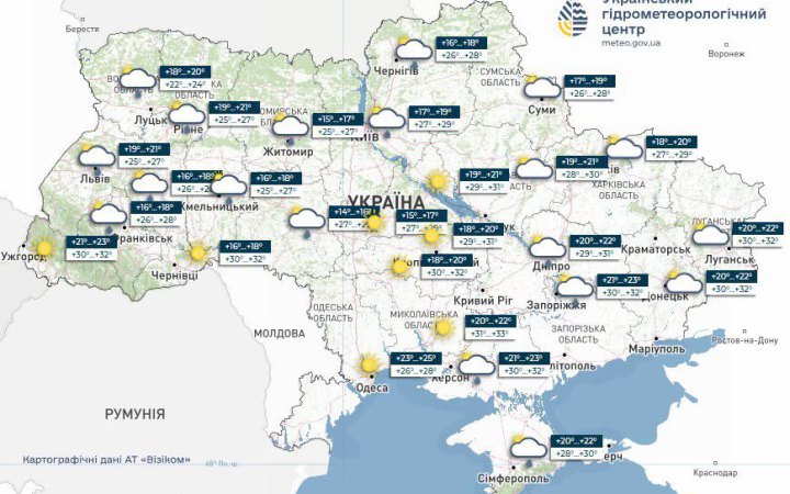 Гідрометцентр: 11 серпня в більшості областей України опадів не прогнозується