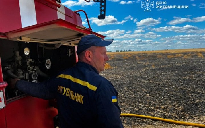 На Житомирщині після атаки Росії згоріло 2 гектари пшениці