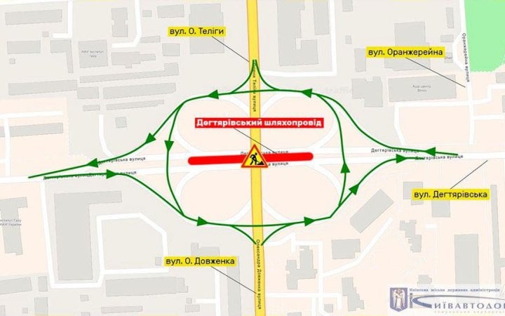 Відзавтра і до зими в Києві буде закритий проїзд Дегтярівським шляхопроводом