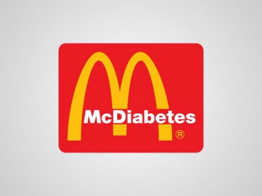 Логотип компании Mcdonald's. Перевод: &quot;МакДиабет&quot;