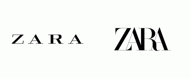 Логотип бренда Zara: 2011 и 2019 год 