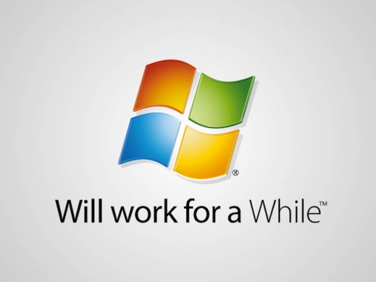 Логотип компании Microsoft. Перевод: &quot;Будет работать некоторое время&quot;