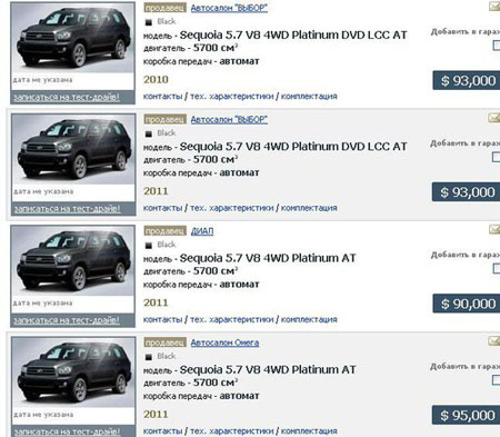 Джип Toyota Sequoia в автосалонах Украины стоит около $ 90 тыс.
